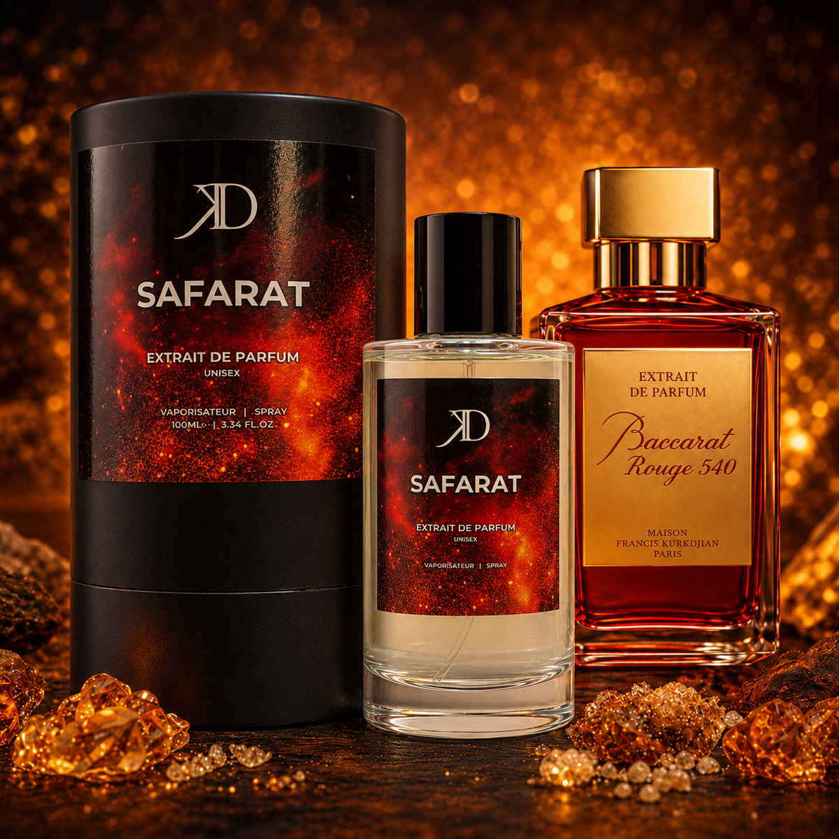 KD - SAFARAT Extrait de Parfum | Inspiré  MAISON FRANCIS KURKDJIAN BACCARAT ROUGE 540 EXTRAIT DE PARFUM