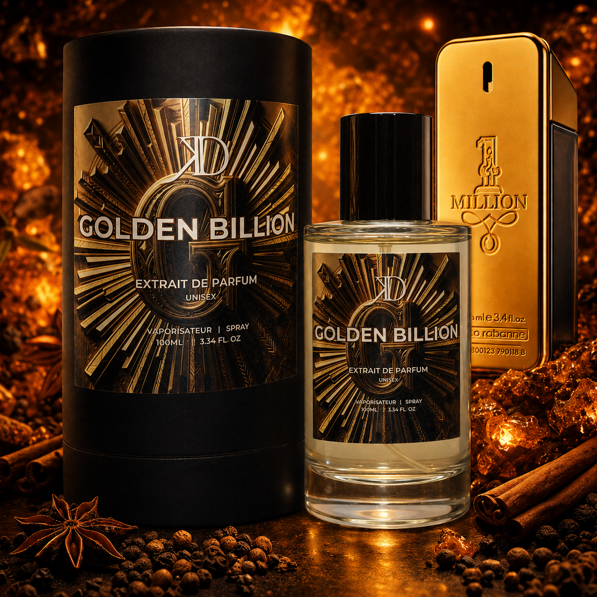 KD - GOLDEN BILLION Extrait de Parfum | Inspiré de PARFUM RABANNE 1 MILLION