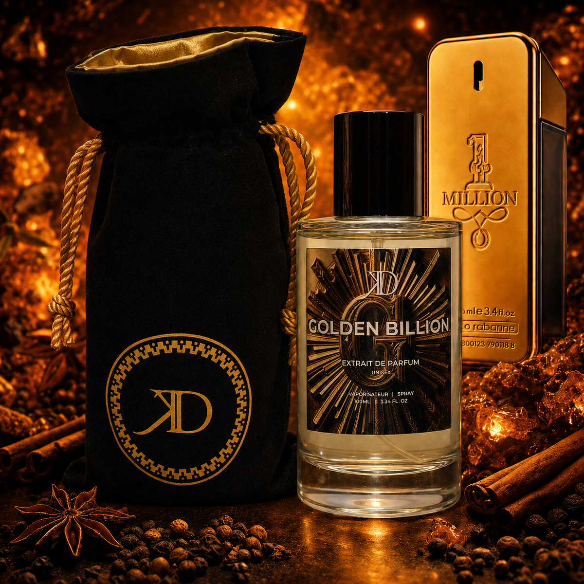 KD - GOLDEN BILLION Extrait de Parfum | Inspiré de PARFUM RABANNE 1 MILLION
