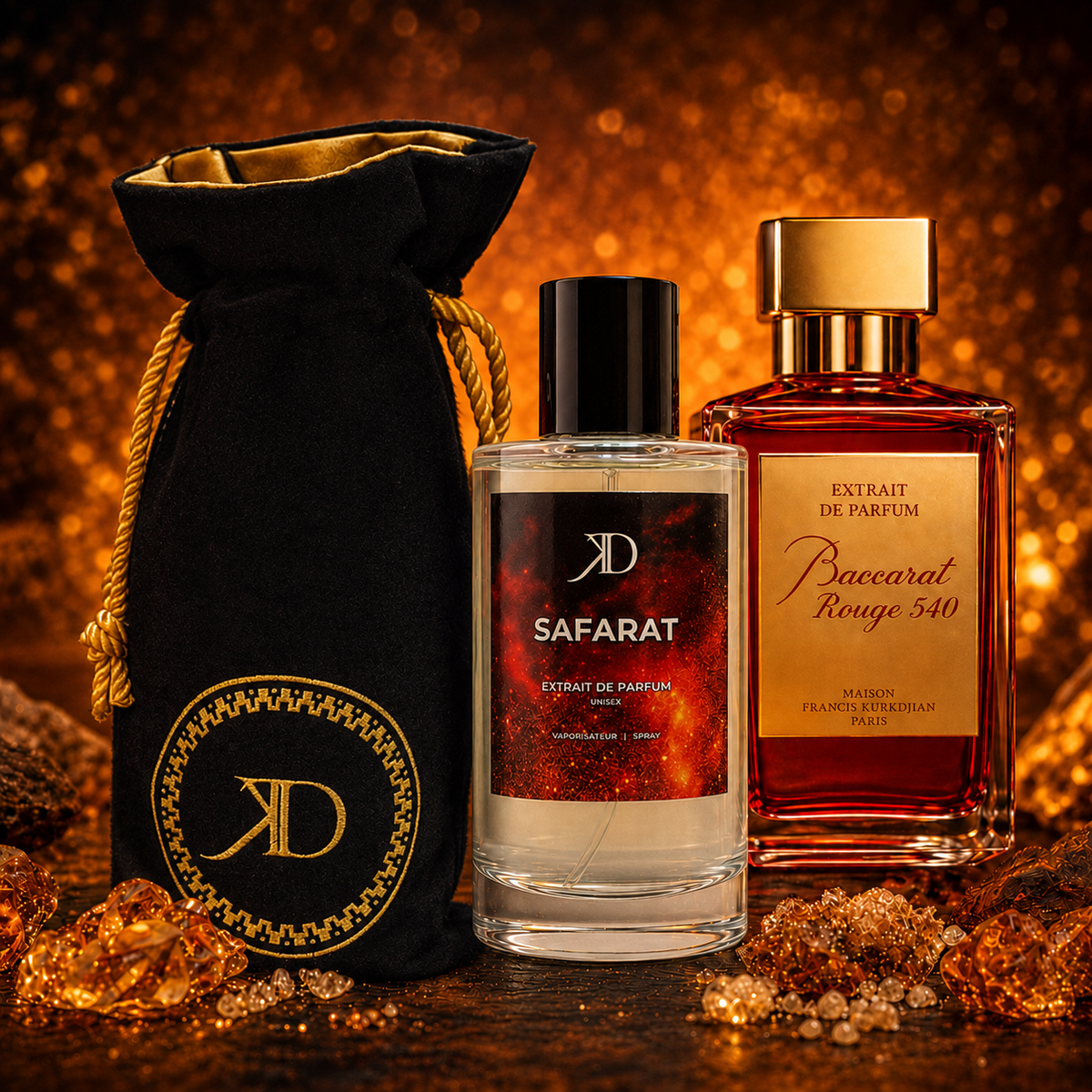 KD - SAFARAT Extrait de Parfum | Inspiré  MAISON FRANCIS KURKDJIAN BACCARAT ROUGE 540 EXTRAIT DE PARFUM