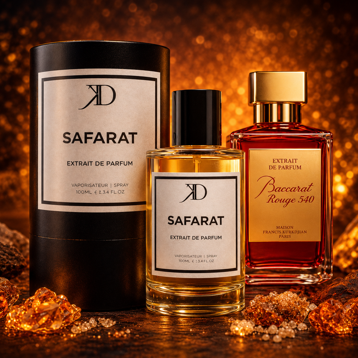KD - SAFARAT Extrait de Parfum | Inspiré  MAISON FRANCIS KURKDJIAN BACCARAT ROUGE 540 EXTRAIT DE PARFUM