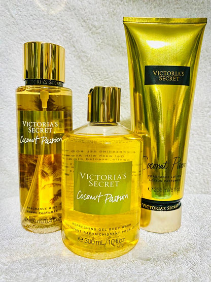 4 piece. Coconut passion (brume, crème et gel_douche+shimmer)