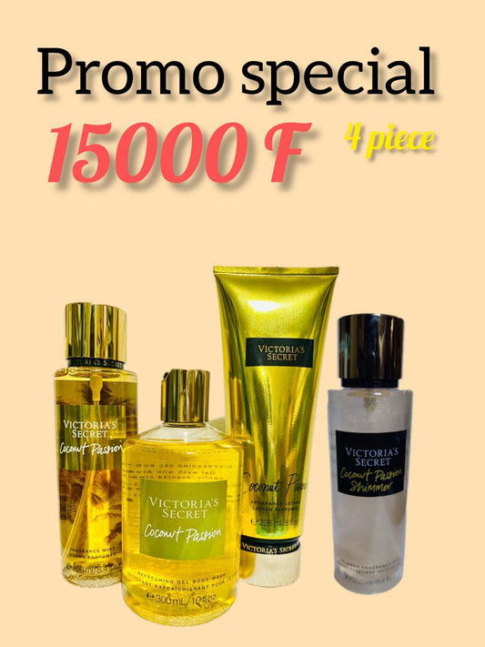4 piece. Coconut passion (brume, crème et gel_douche+shimmer)