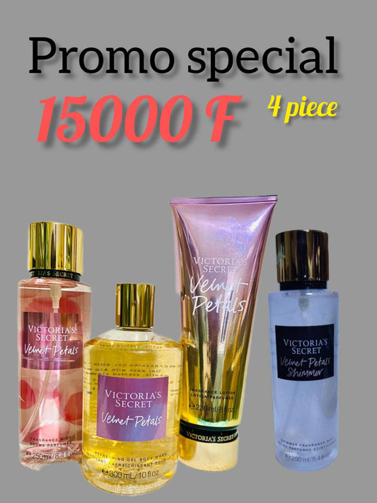 4 piece. Velvet petals  (brume, crème et gel_douche+shimmer)