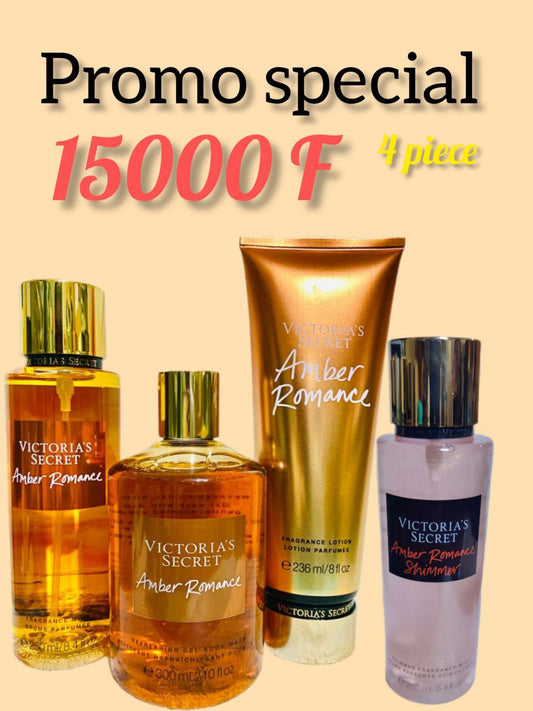 4 piece. Amber romance (brume, crème et gel_douche+shimmer)